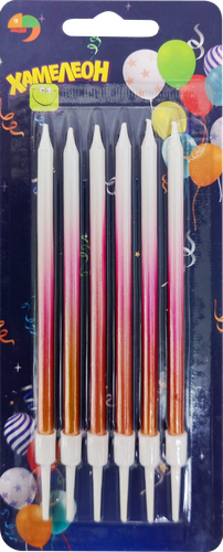 

Свеча для торта Хамелеон с подставками 6 шт в ассортименте