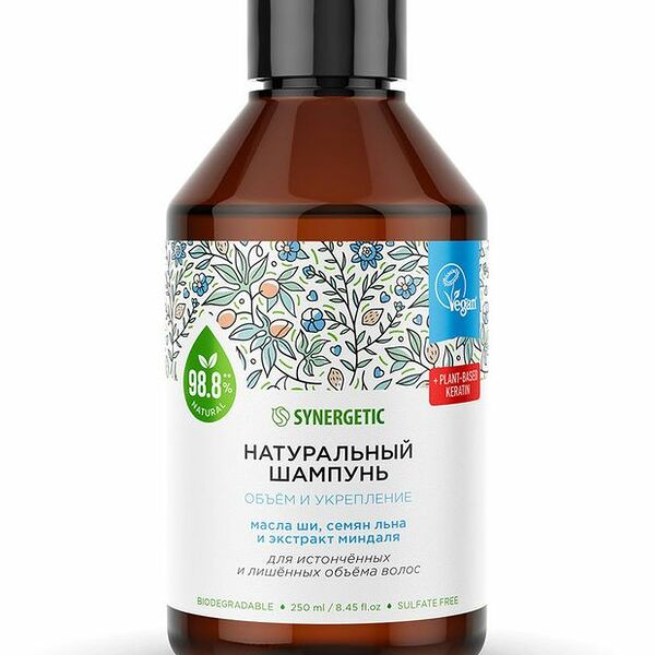 Шампунь для истончённых волос натуральный Synergetic Объём и укрепление 250 мл