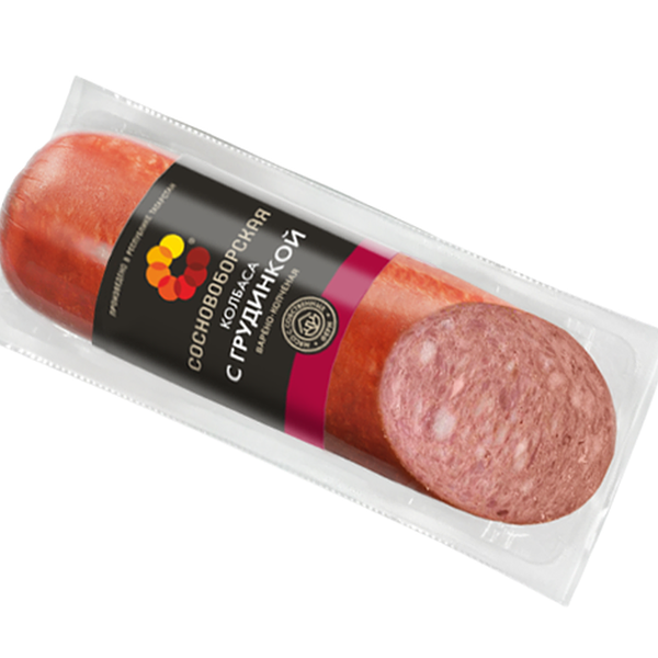 Колбаса варёно-копчёная Сосновоборская с грудинкой 300г