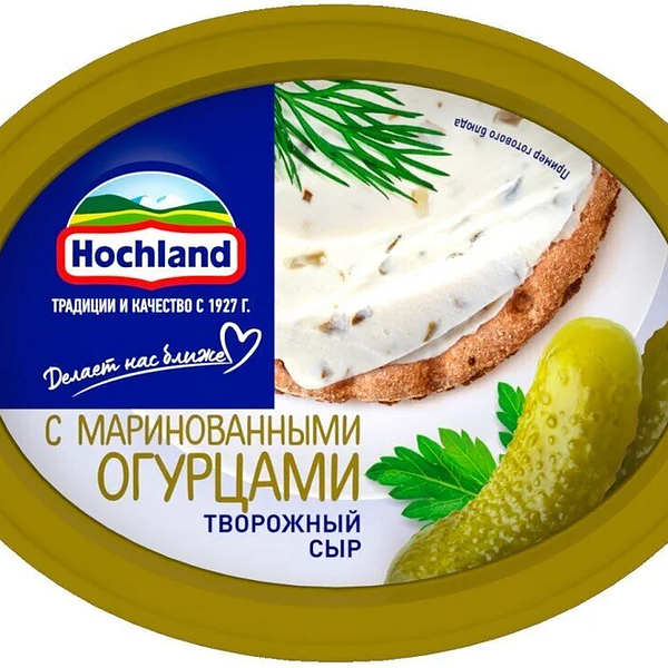 Сыр творожный Hochland с маринованными огурцами 60%, 140 г