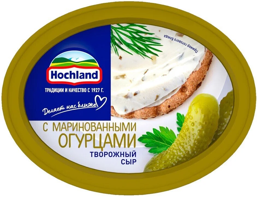 

Сыр творожный Hochland с маринованными огурцами 60% 140 г