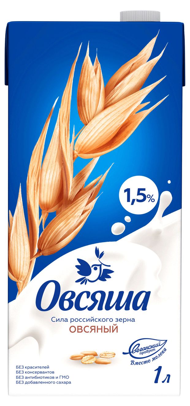 

Напиток овсяный Овсяша 1.5% 1 л