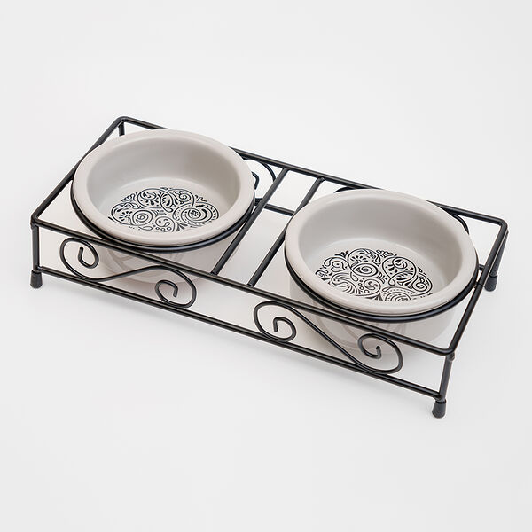 Миска двойная с орнаментом 12,5см серая керамика