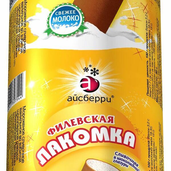 Мороженое Филевская Лакомка пломбир в шоколадной глазури, батончик, 90г