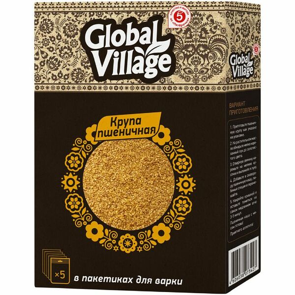 Крупа Global Village пшеничная 5 х 80 г