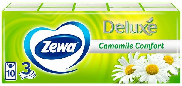 Zewa Deluxe бумажные платочки трехслойные ромашка 10 шт х 10