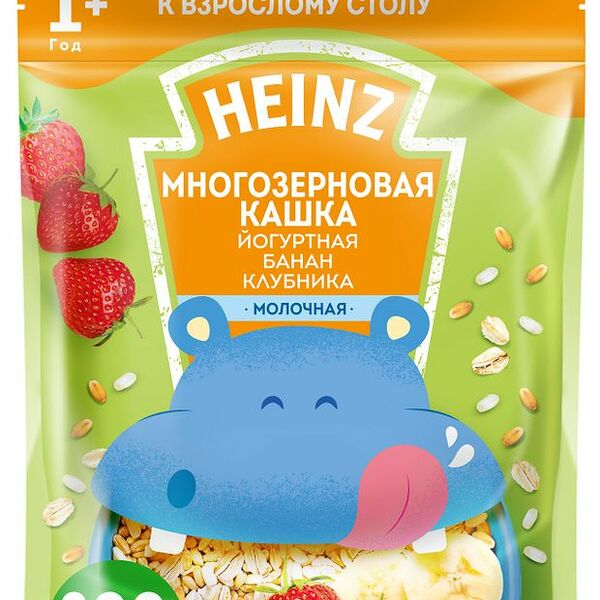 Каша йогуртная многозерновая Heinz Любопышки Банан, клубника, с 12 месяцев