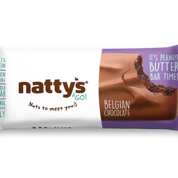 Шоколадный батончик Nattys&Go! Brownie с арахисовой пастой и какао, покрытый молочным шоколадом