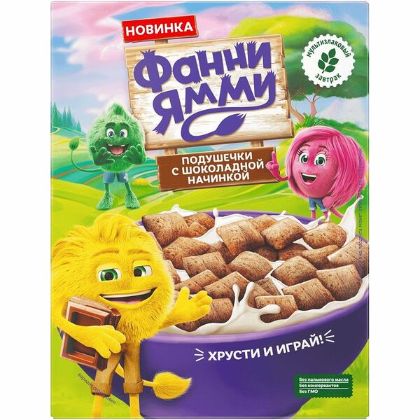 Подушечки Фанни Ямми мультизлаковые с шоколадной начинкой 220 г