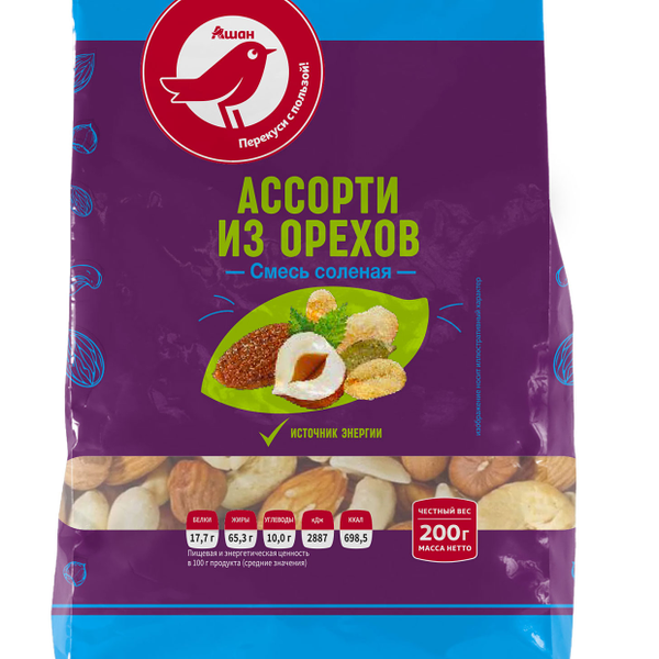 Смесь ореховая АШАН Красная птица солёная