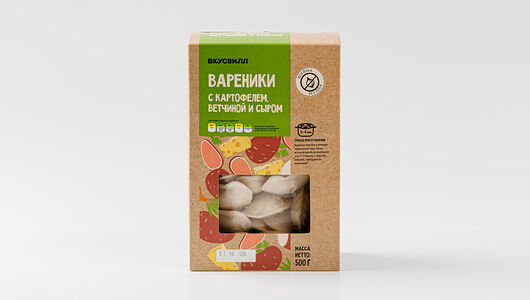 Вареники ВкусВилл с картофелем, ветчиной и сыром (Продукт замороженный) 500 г