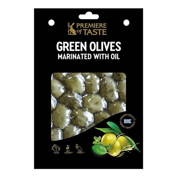 Оливки Premiere of Taste Зеленые фаршированные травами, 150г