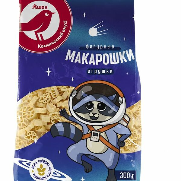 Макарошки АШАН Красная птица детские фигурные, 300 г