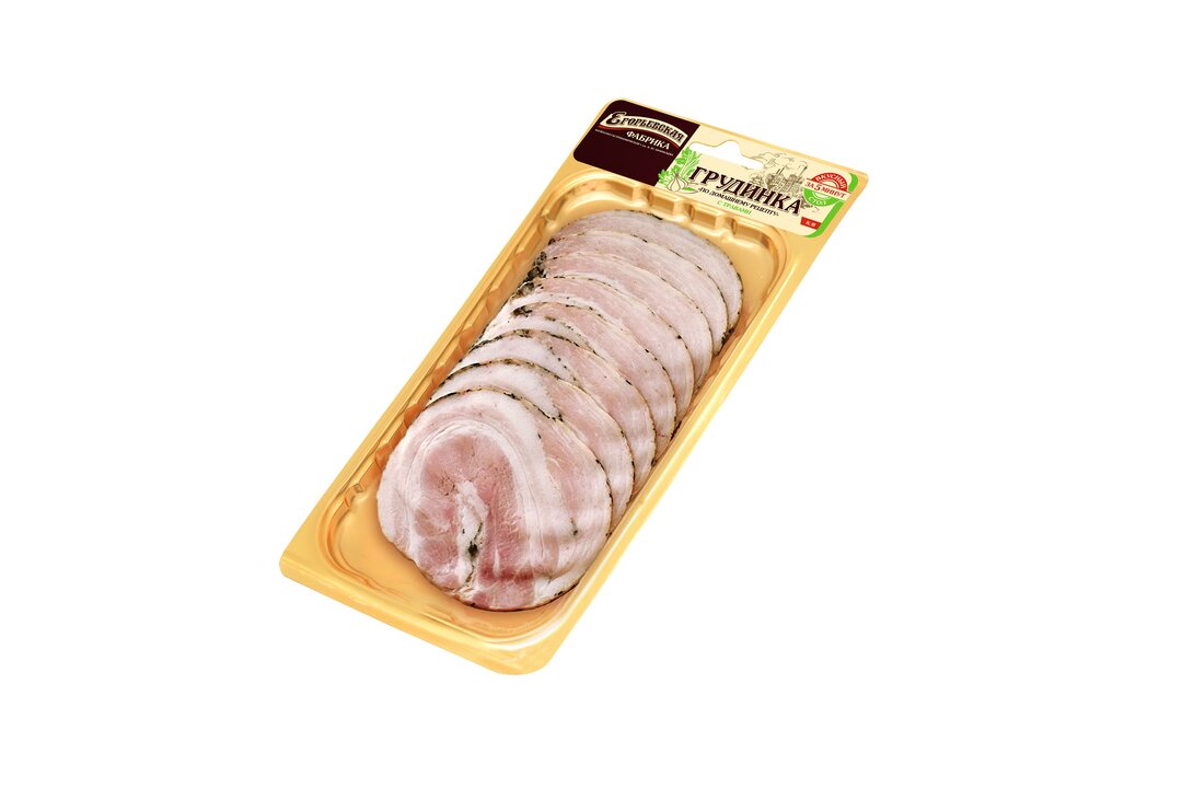 

Грудинка варено-копченая Егорьевская КГФ По домашнему рецепту из свинины с травами 100 г