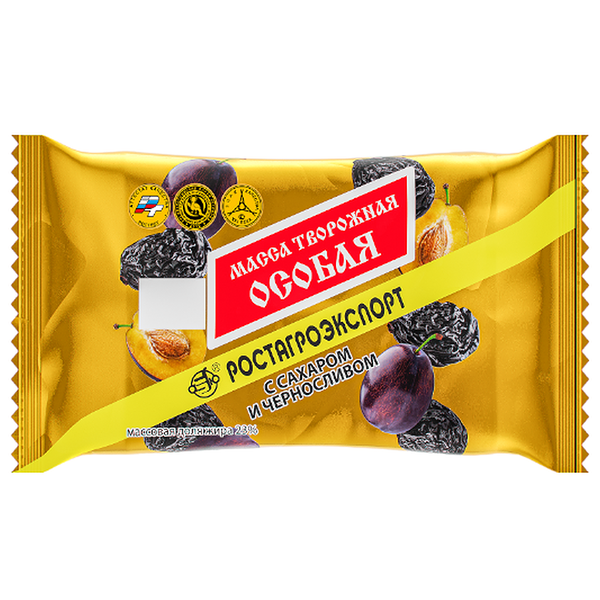 Масса творожная Ростагроэкспорт Особая с сахаром и черносливом 23% 180г