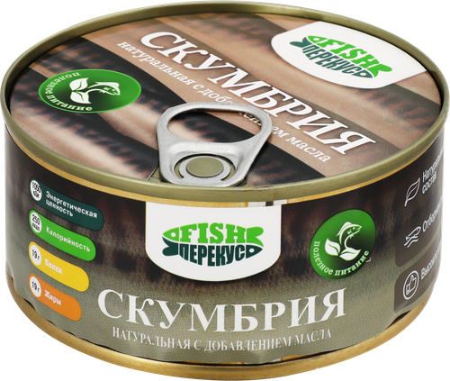 

Скумбрия Fish-перекус натуральная с добавлением масла 160 г