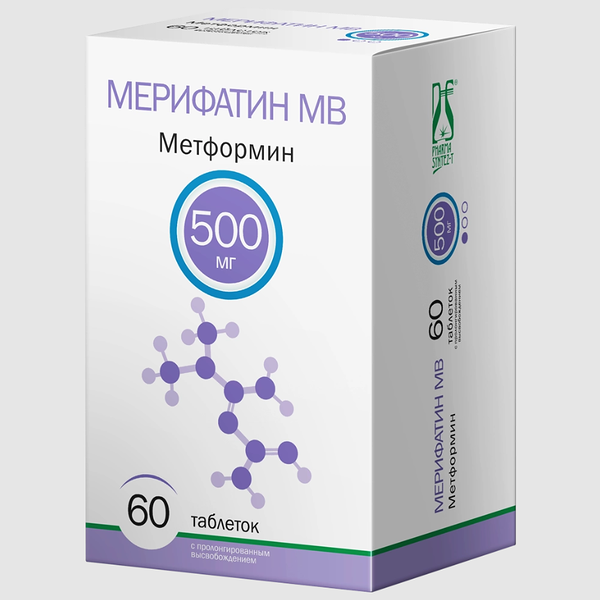 Мерифатин МВ таблетки с пролонгированным высвобождением 500 мг 60 шт
