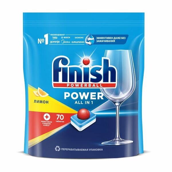 Таблетки для посудомоечных машин Finish Power Лимон, 70 шт