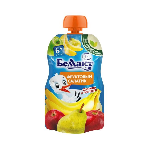 Пюре фруктовое Беллакт Фруктовый салатик ябл груша банан б/сах 90г гуалапак ДП