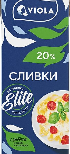 Сливки ультрапастеризованные Viola 20%, 200 мл