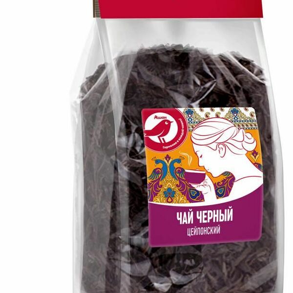 Чай черный АШАН Красная птица Цейлонский листовой, 400г