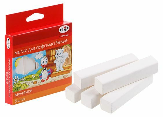 Мелки для асфальта мультики белые ТМ Гамма