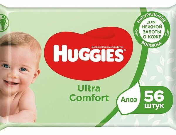 Салфетки влажные Huggies Ultra Comfort детские алоэ 56 шт