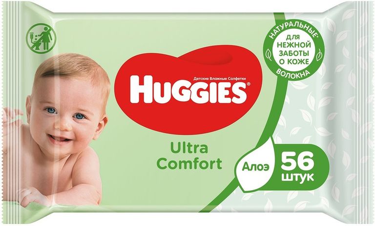 

Салфетки влажные Huggies Ultra Comfort детские алоэ 56 шт