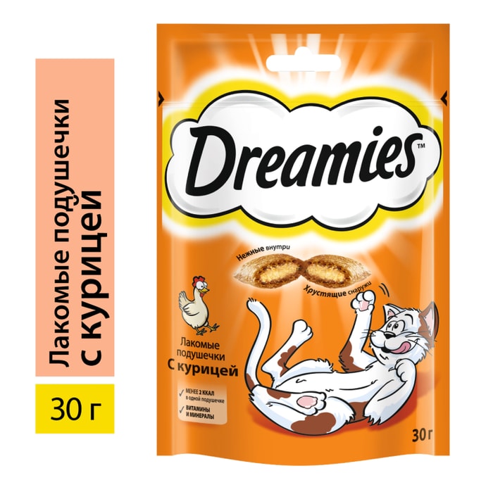 

Лакомство для кошек Dreamies подушечки с курицей 30 г