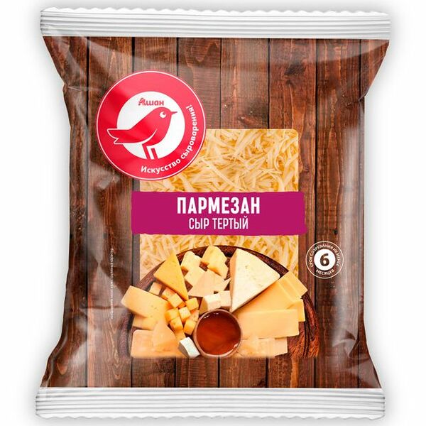 Сыр тертый АШАН Красная птица Пармезан