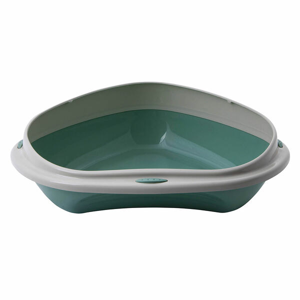 Туалет угловой с бортиком для кошек Georplast Shuttle, 58х48х20.5 см, зеленый