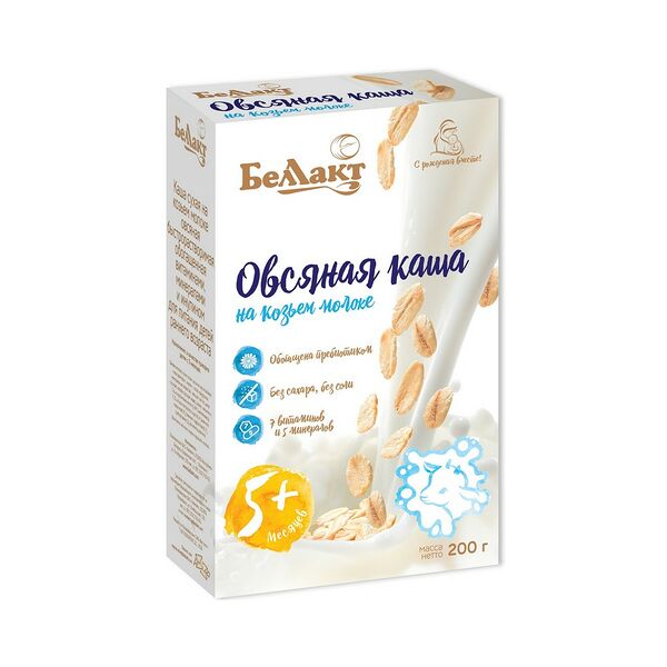 Каша сух на козьем мол овсяная б/р обог вит, минер и инулином  д/детей  кар.кор  вес 200г ДП Беллакт
