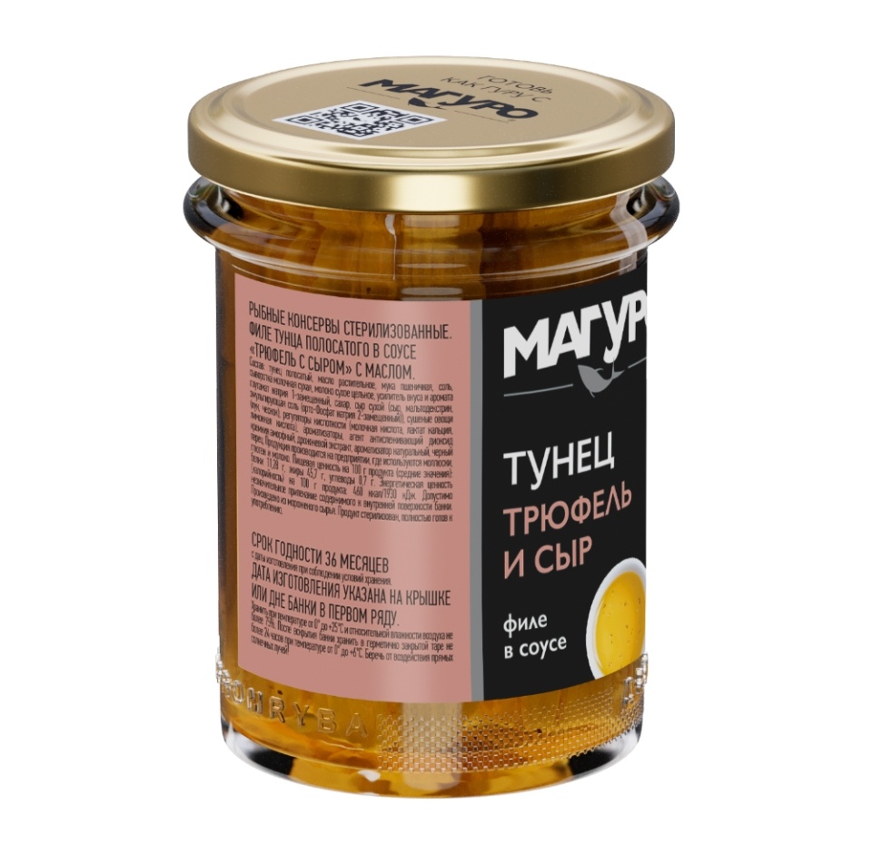 

Тунец Магуро полосатый филе в соусе Трюфель и сыр с маслом 200 г