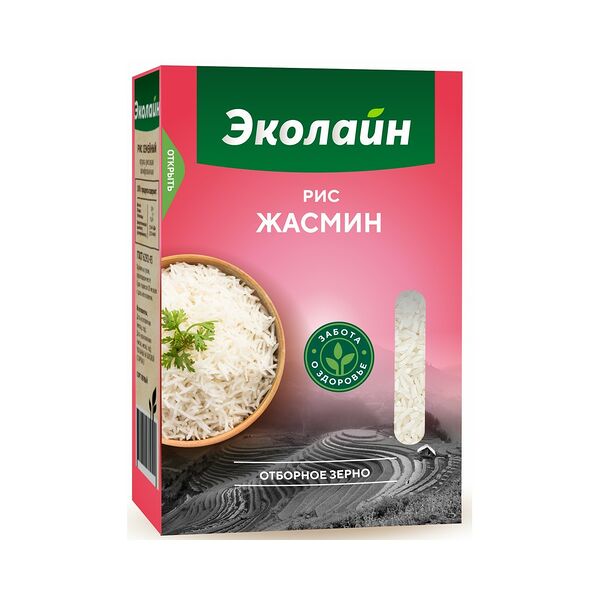 Крупа рис Жасмин Эколайн new 0,8кг коробка
