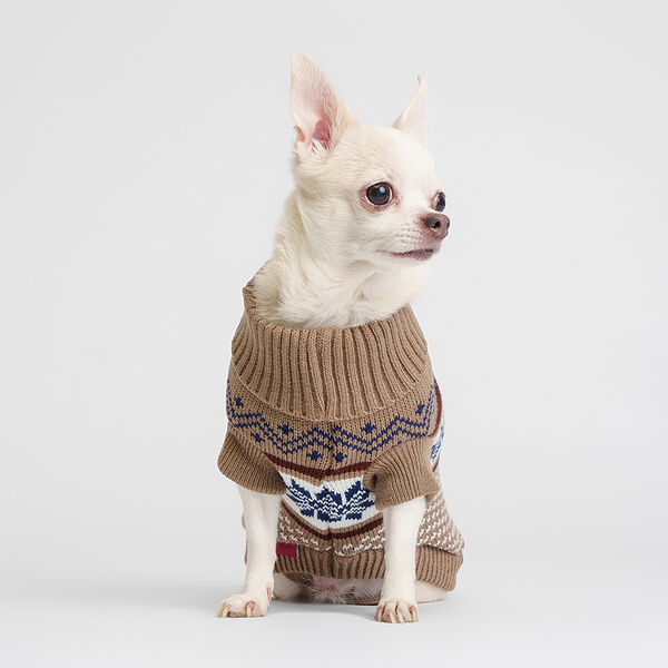 Petmax Свитер коричневый с узорами S