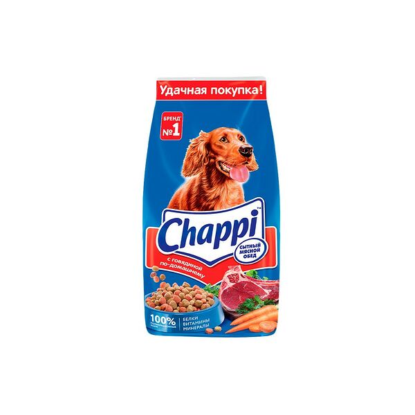 Корм сухой Chappi Сытный мясной обед Говядина по-домашнему полнорацион для взрослых собак всех пород 15кг
