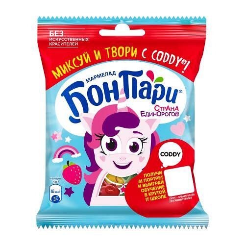 Мармелад жевательный фигурный Бон Пари Страна единорогов Сочный микс 100г