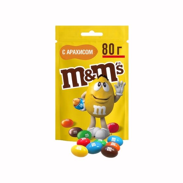 Конфеты M&M's драже с арахисом и молочным шоколадом, 80г