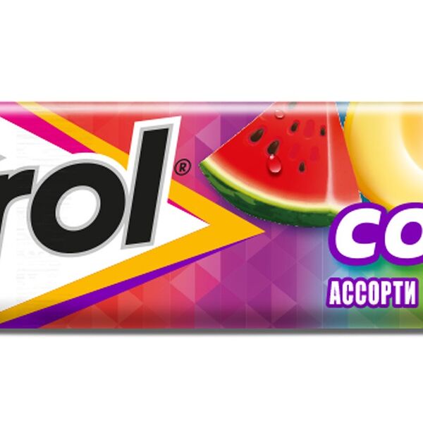 Жевательная резинка Dirol Colors XXL Ассорти фруктовых вкусов без сахара ароматизированная, 19 г