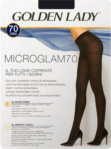 Колготки женские GOLDEN LADY Micro Glam 70 den nero, размер 5