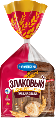 

Хлеб ржано-пшеничный Коломенский Злаковый с семенами подсолнечника и льна в нарезке 300 г
