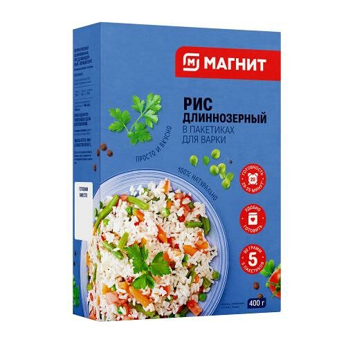 Рис Магнит длинный шлифованный варочный пакет 400 г