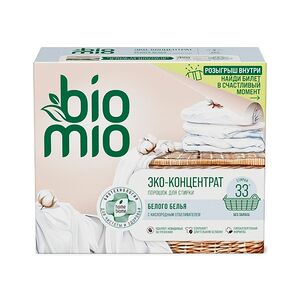 Порошок BioMio с кислородным отбеливателем для стирки белого белья концентрат, 1кг