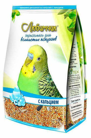 Корм для попугаев  зерносмесь с кальцием ТМ Любимчик