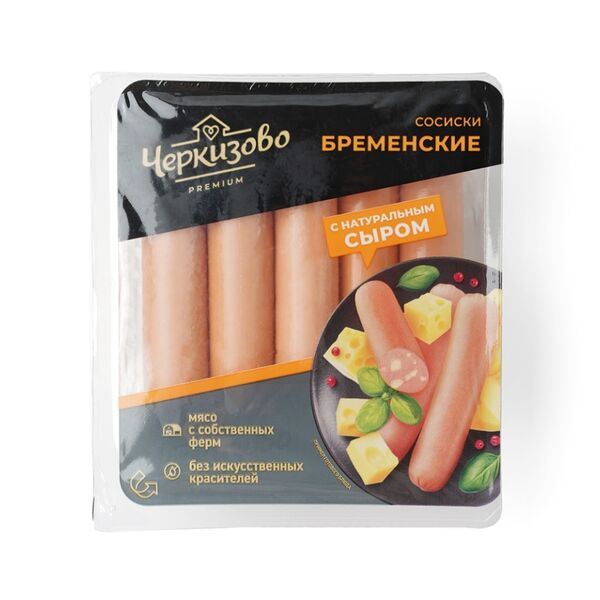 Сосиски ЧЕРКИЗОВО Премиум Бременские с сыром лоток