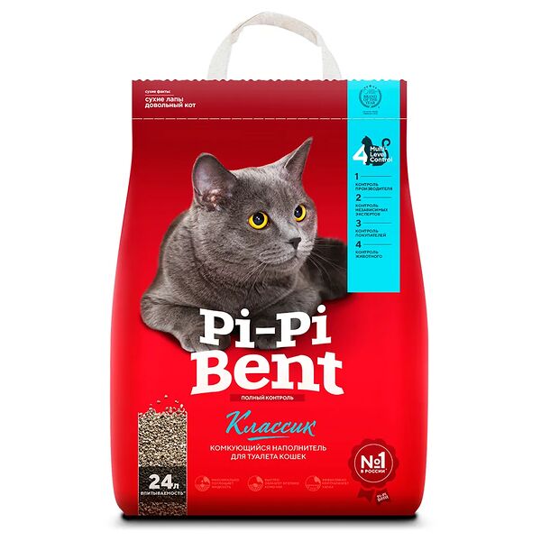 Наполнитель Pi-Pi-Bent Классик минеральный комкующийся 24 л 10 кг