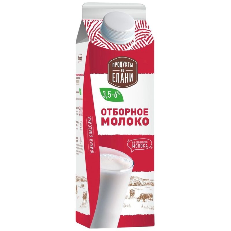 

Молоко Продукты из Елани отборное пастеризованное 3.5 - 6% 900 мл