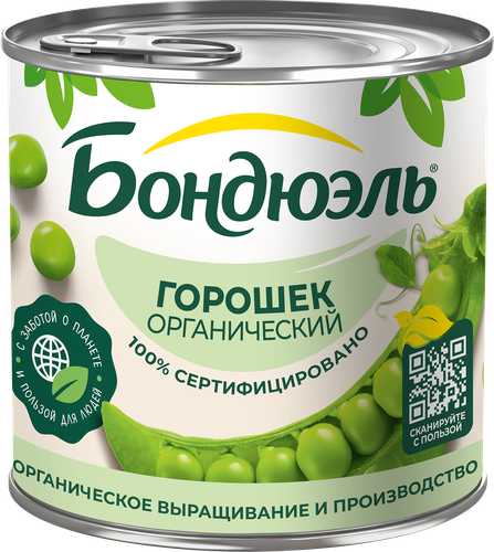 

Горошек консервированный Бондюэль органик 400 г
