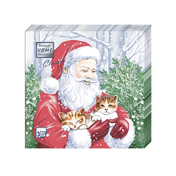 

Салфетки Home Collection Дед Мороз и котята 33х33см, 3сл. 20шт., Россия