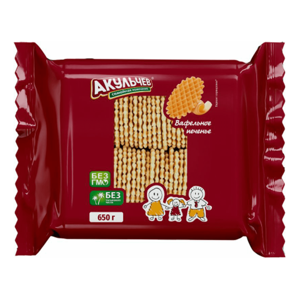 Печенье Акульчев Вафельное Рассыпчатое сахарное 650 г